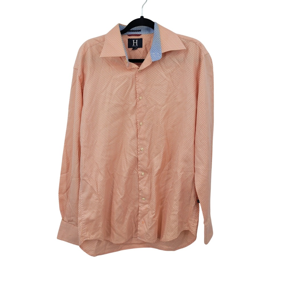 Hilfiger Heritage Ivy Coastal Preppy Orange Check Button Down Shirt Sz L Cotton